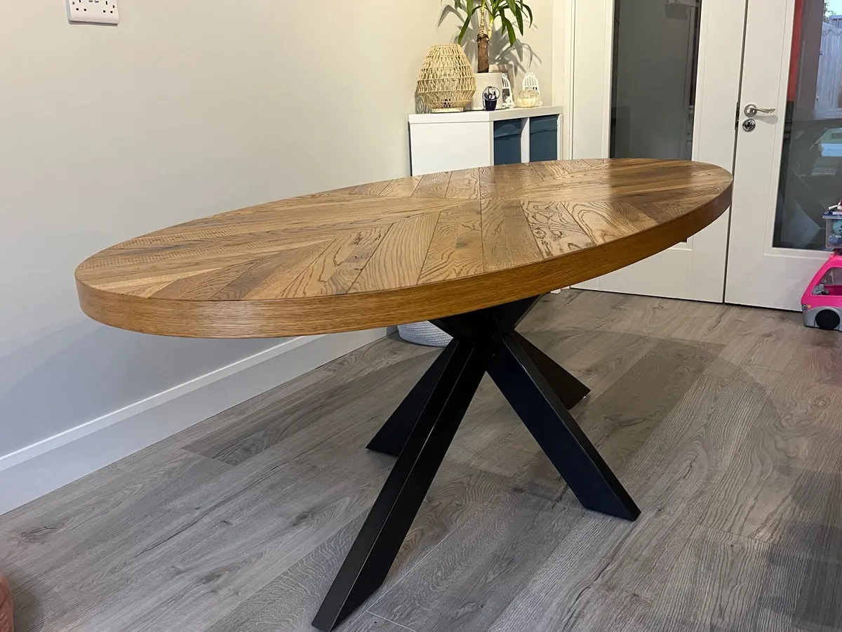 Rustic Oak Oval Dining Table - Image 1