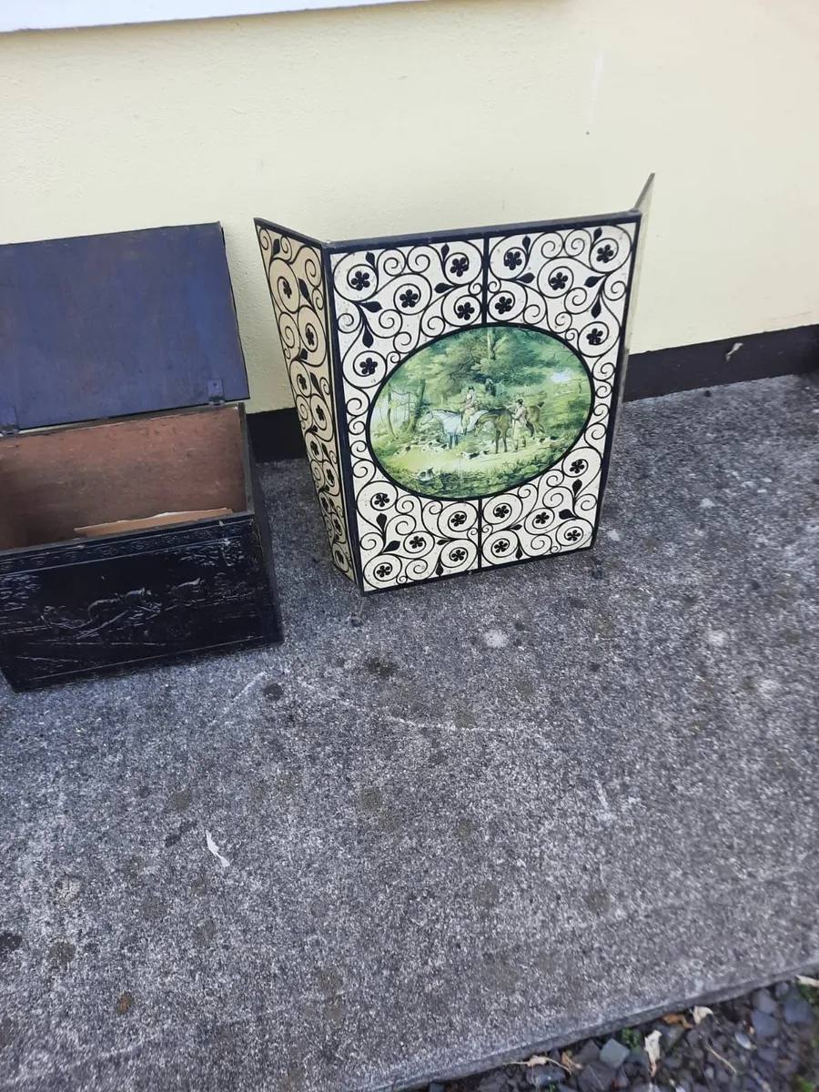 Vintage log box and firescreen - Image 2