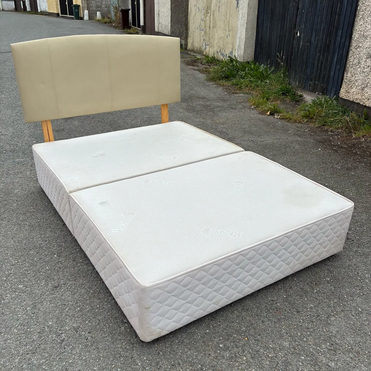Double Respa Base & Leather Headboard - Image 1