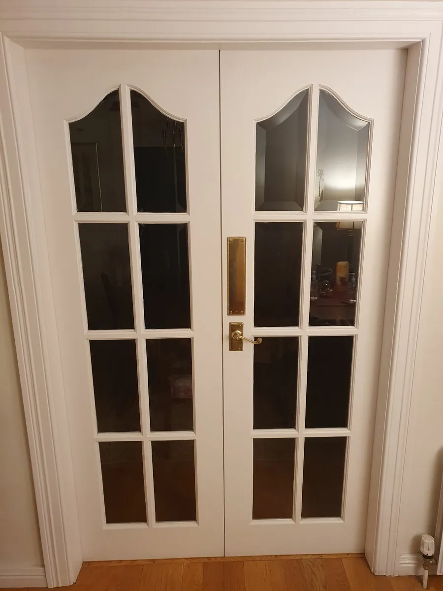 Solid Wooden French Doors, Bevelled Glass – 2 sets - Image 2