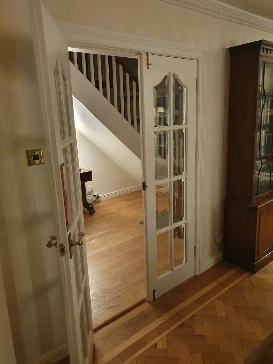 Solid Wooden French Doors, Bevelled Glass – 2 sets - Image 3