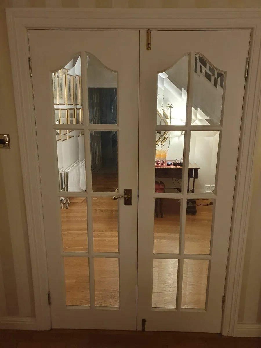 Solid Wooden French Doors, Bevelled Glass – 2 sets - Image 4