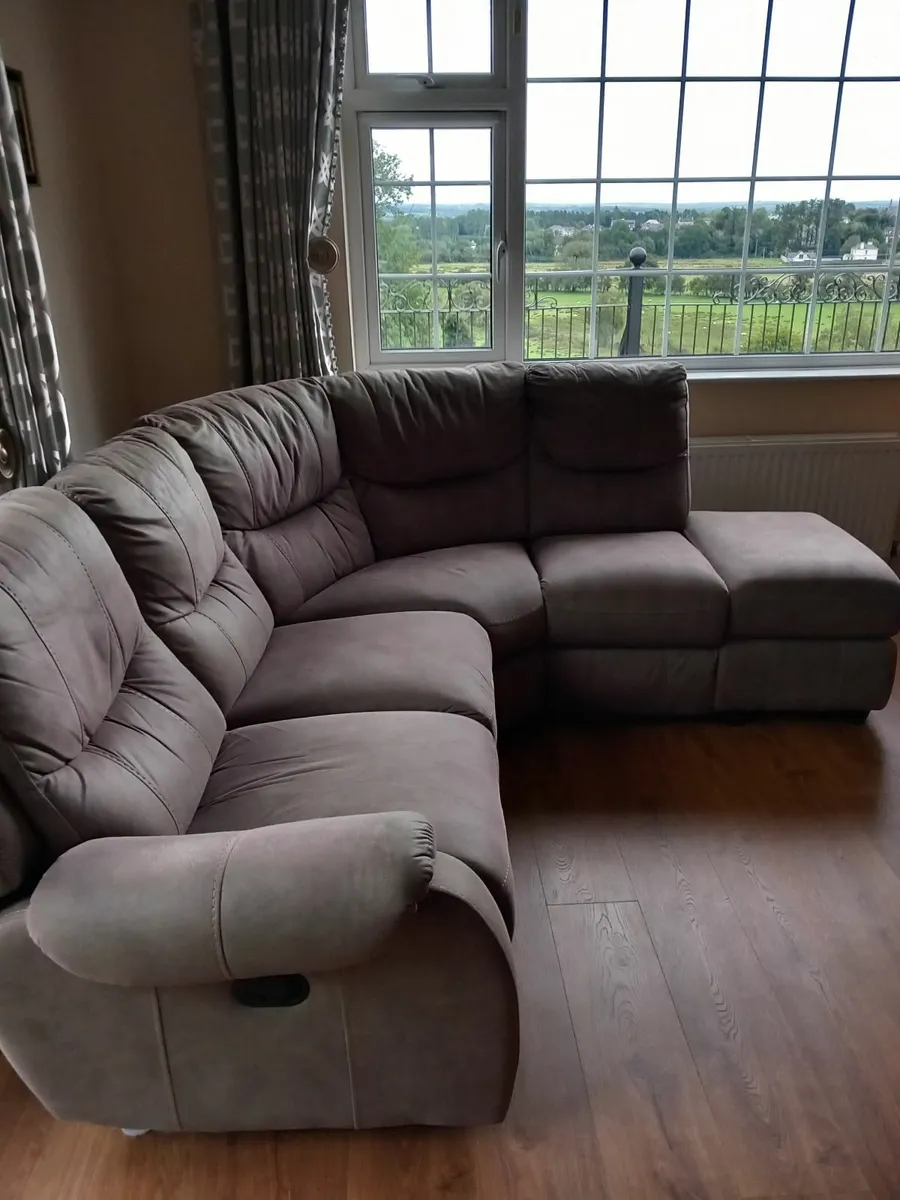 Corner Unit Fabric with Recliner & Storage Box - Image 1