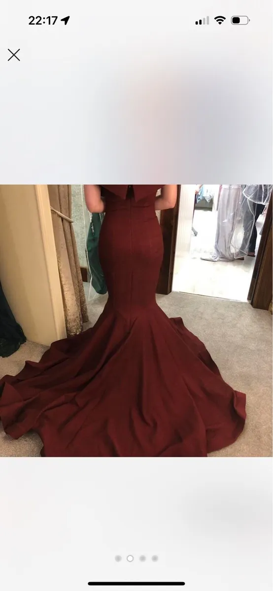 Debs dress - burgundy fishtail dress - Image 2