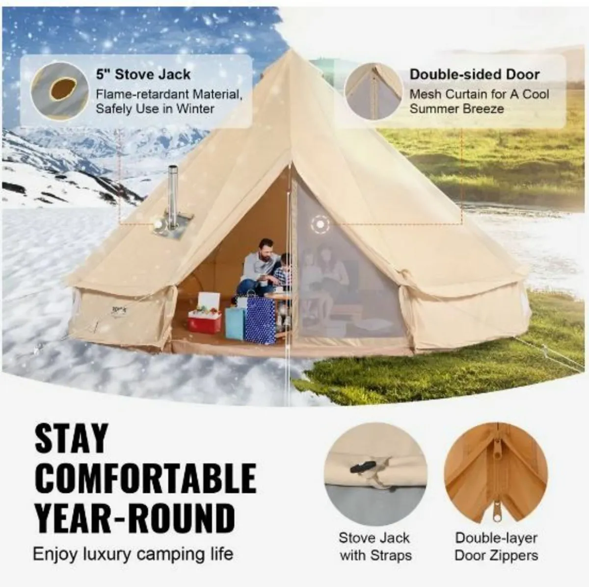 Canvas Bell Tent, 4 Seasons 6 m/19.68 ft - Image 3