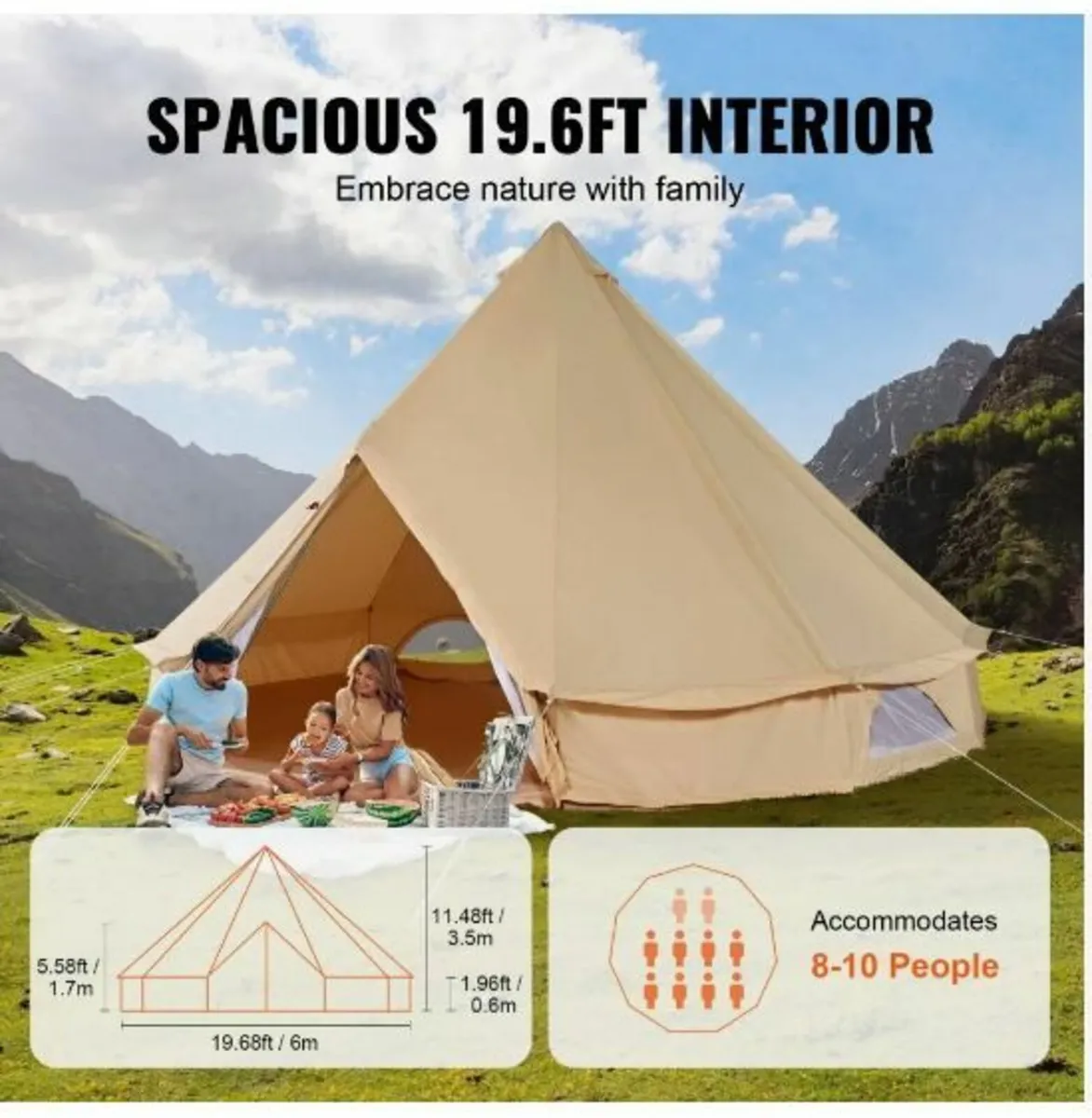 Canvas Bell Tent, 4 Seasons 6 m/19.68 ft - Image 4