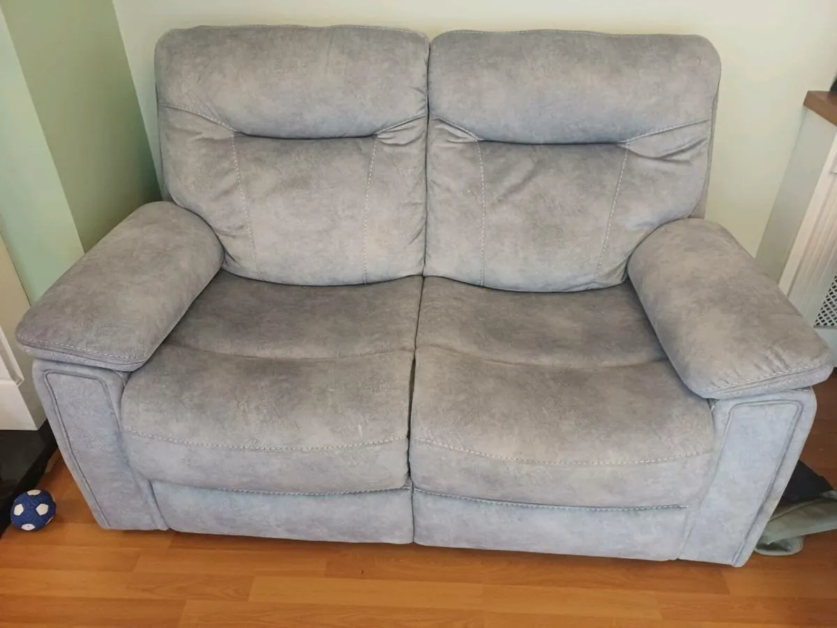 Grey Silver 3 & 2 Seat Couch Sofa Recliner Settees - Image 3