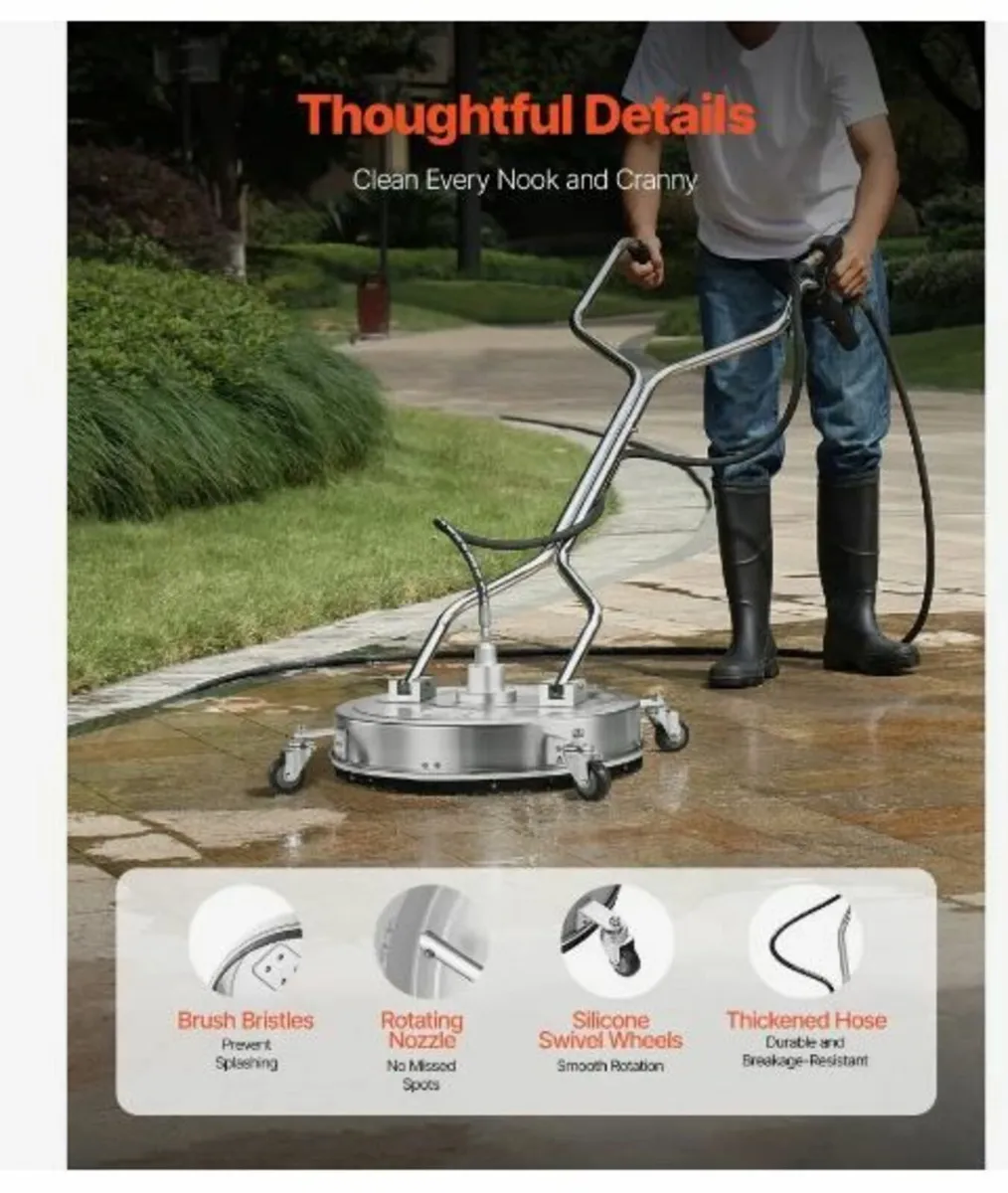 21" Pressure Washer Surface Cleaner 4 Wheels - Image 3