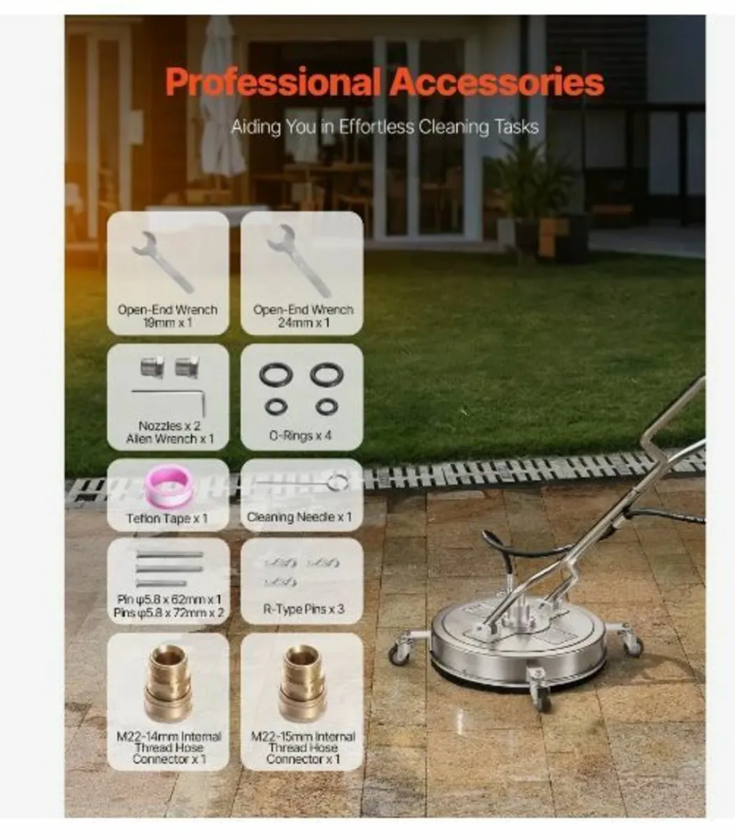 21" Pressure Washer Surface Cleaner 4 Wheels - Image 4
