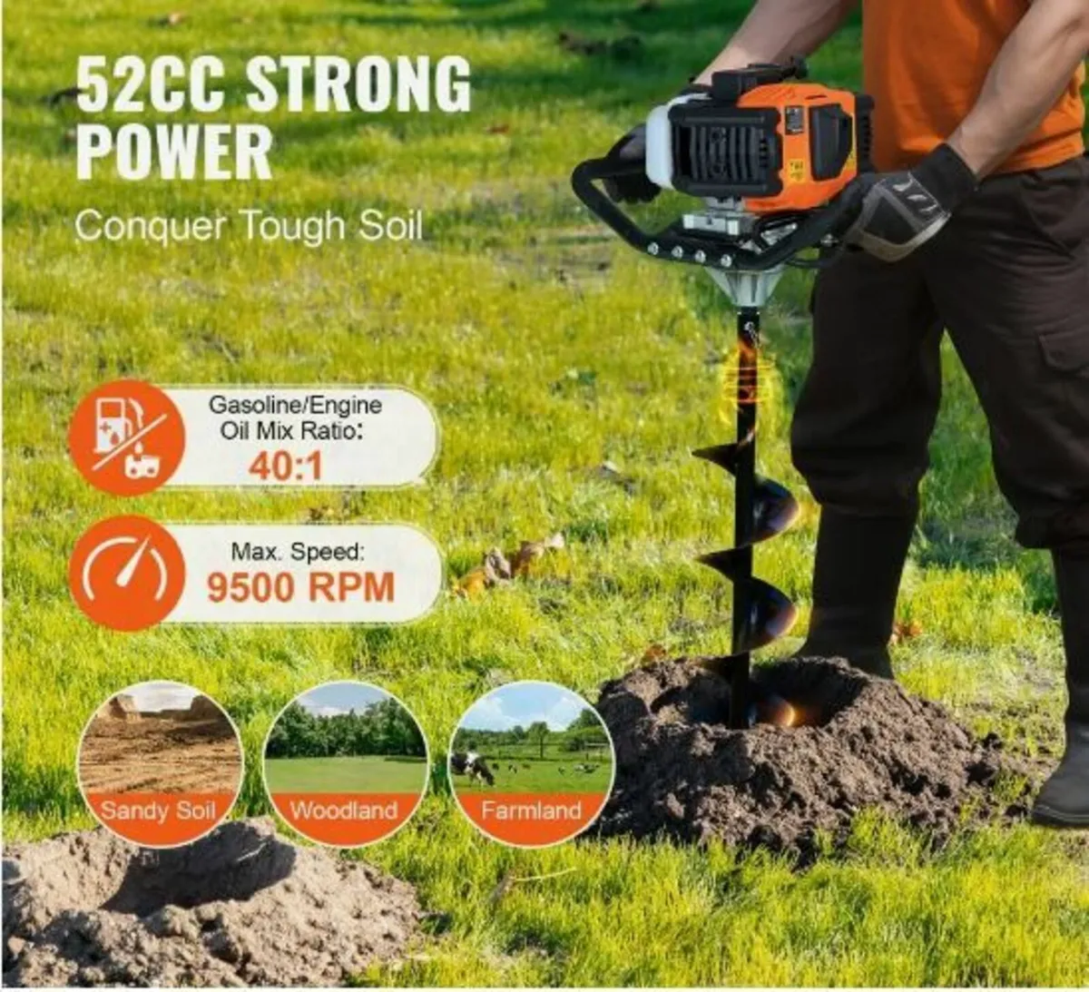 Gas Post Hole Digger 52CC 1450W - Image 3
