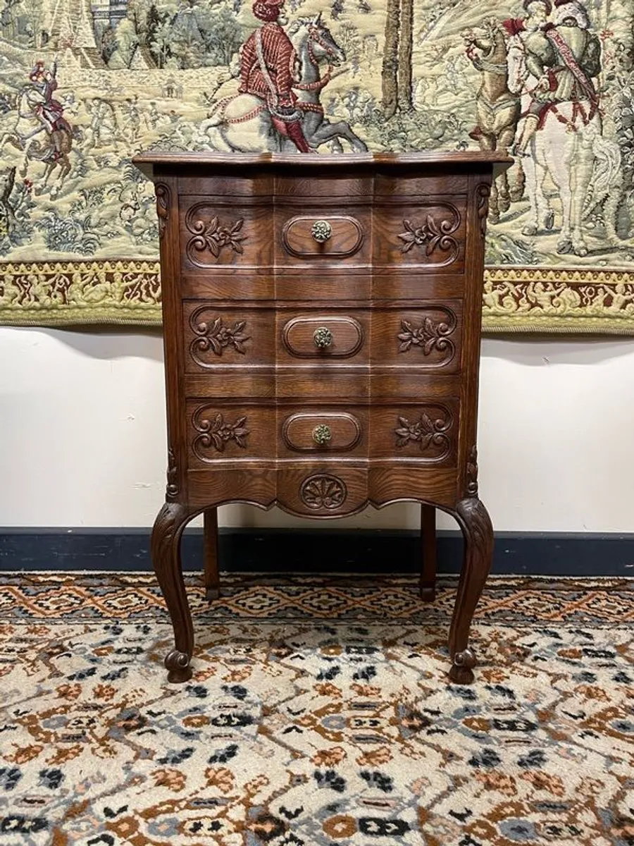 French Louis XV Style Carved Oak Chest of Drawers - Image 1