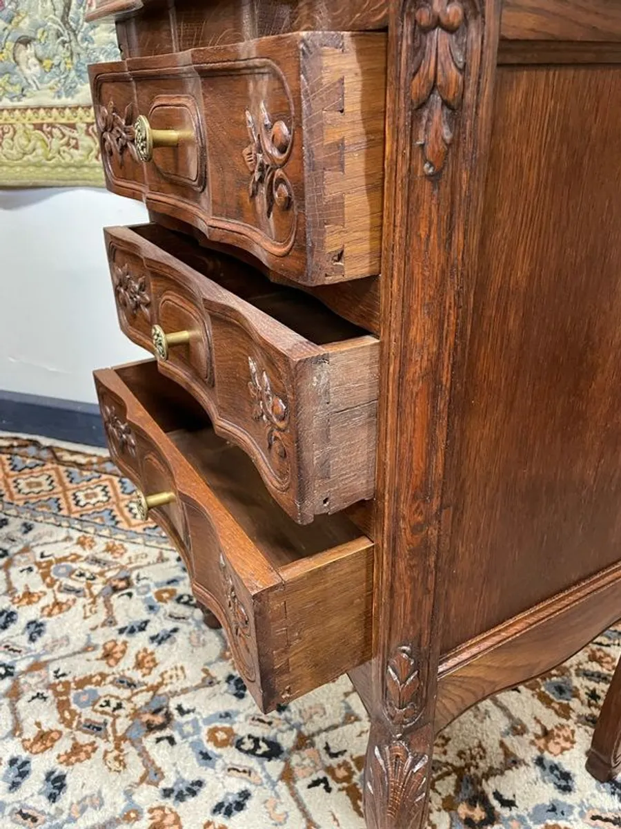 French Louis XV Style Carved Oak Chest of Drawers - Image 4