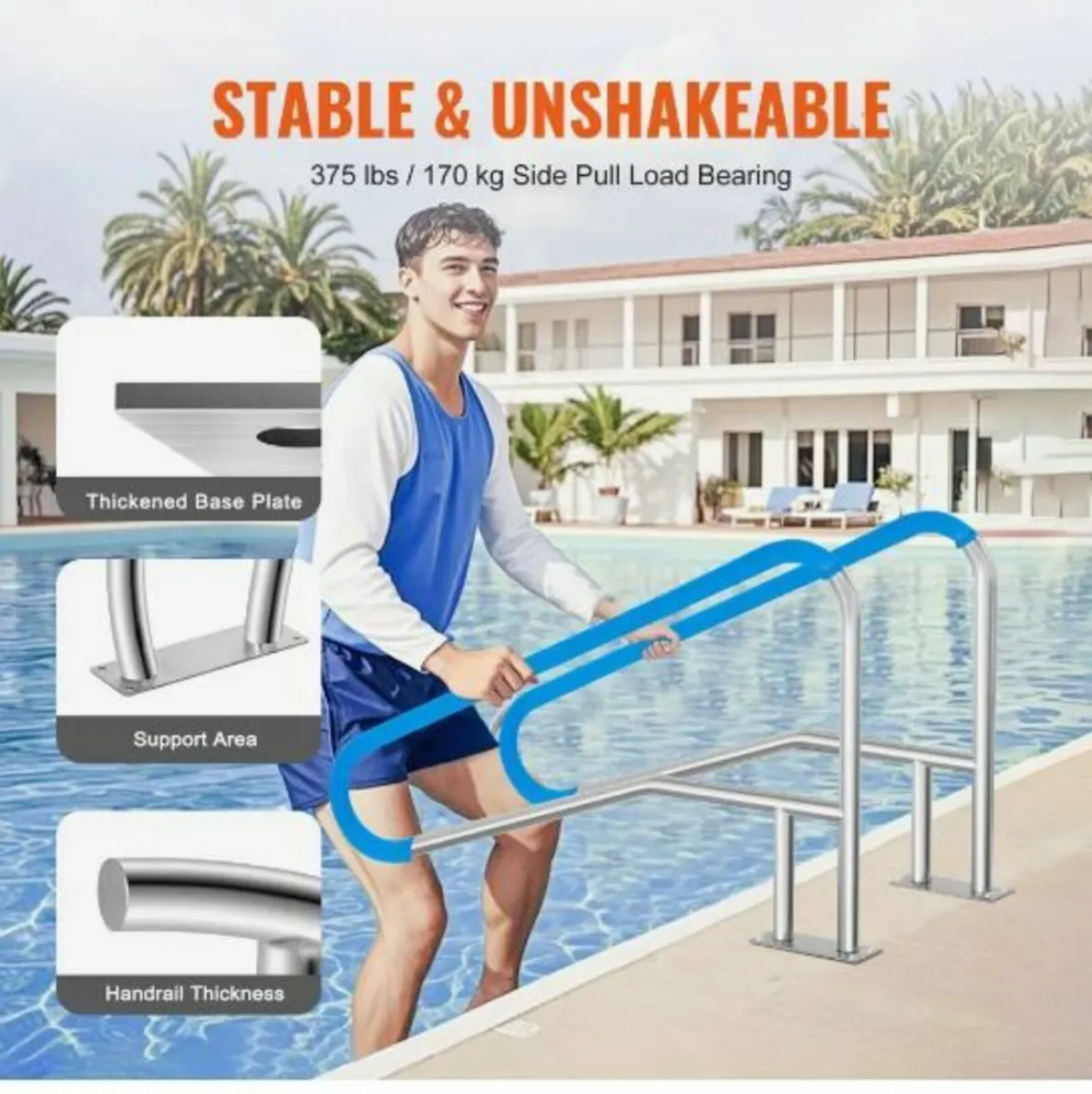 Pool Handrail 55 x 32 inch Stainless - Image 2