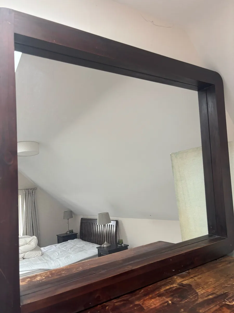 Large walnut chest of drawers and mirror - Image 3