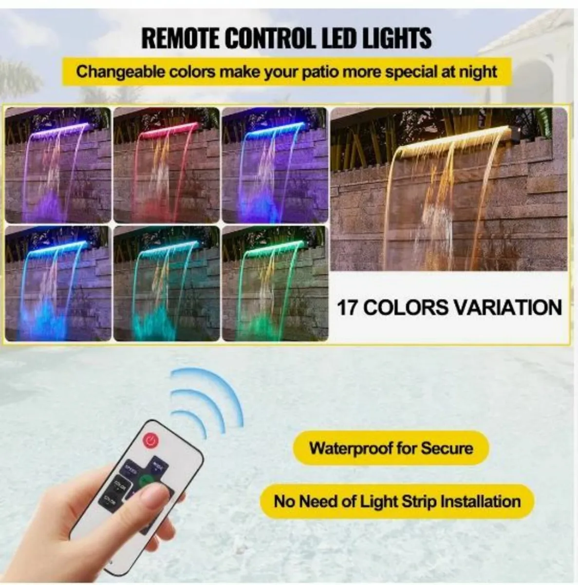 Colorful LED swimming pool waterfall spillway - Image 3