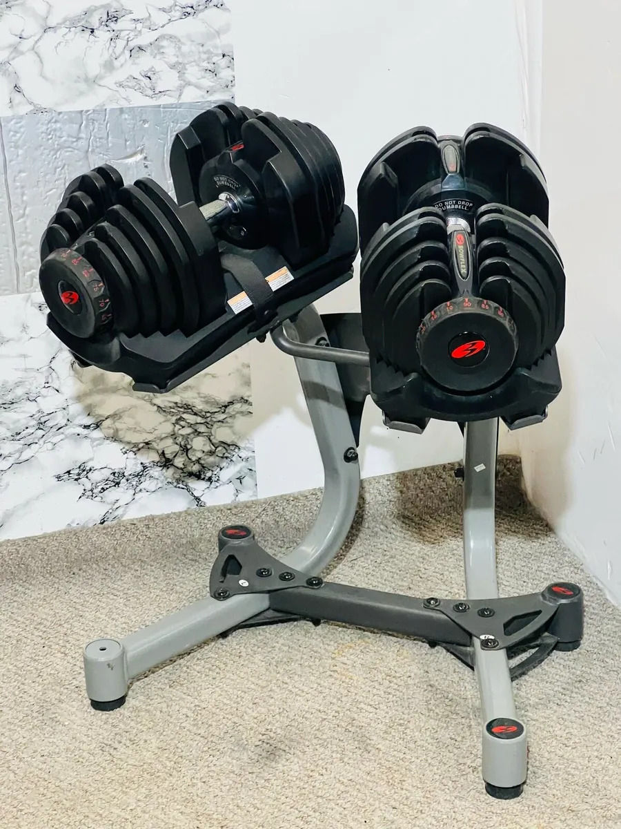 BOWFLEX 40 KG ADJUSTABLE DUMBBELLS WITH STAND - Image 1