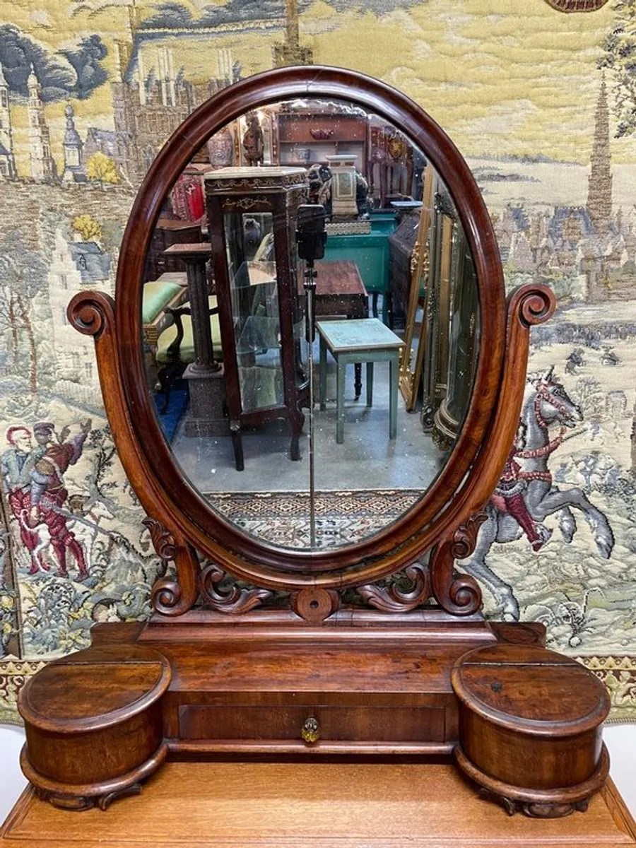 19th Century Mahogany Cheval / Toilet Table Mirror - Image 1