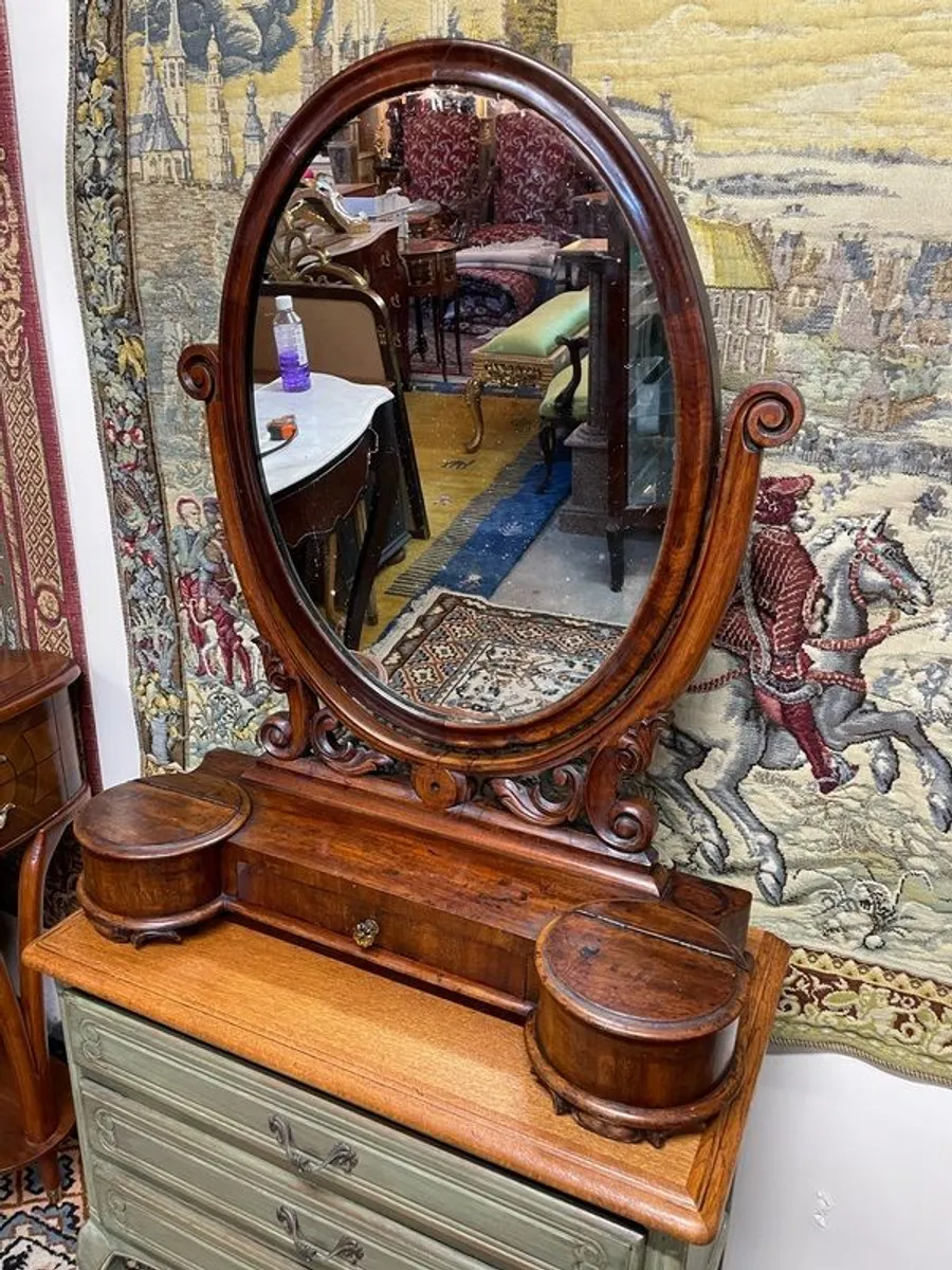 19th Century Mahogany Cheval / Toilet Table Mirror - Image 2