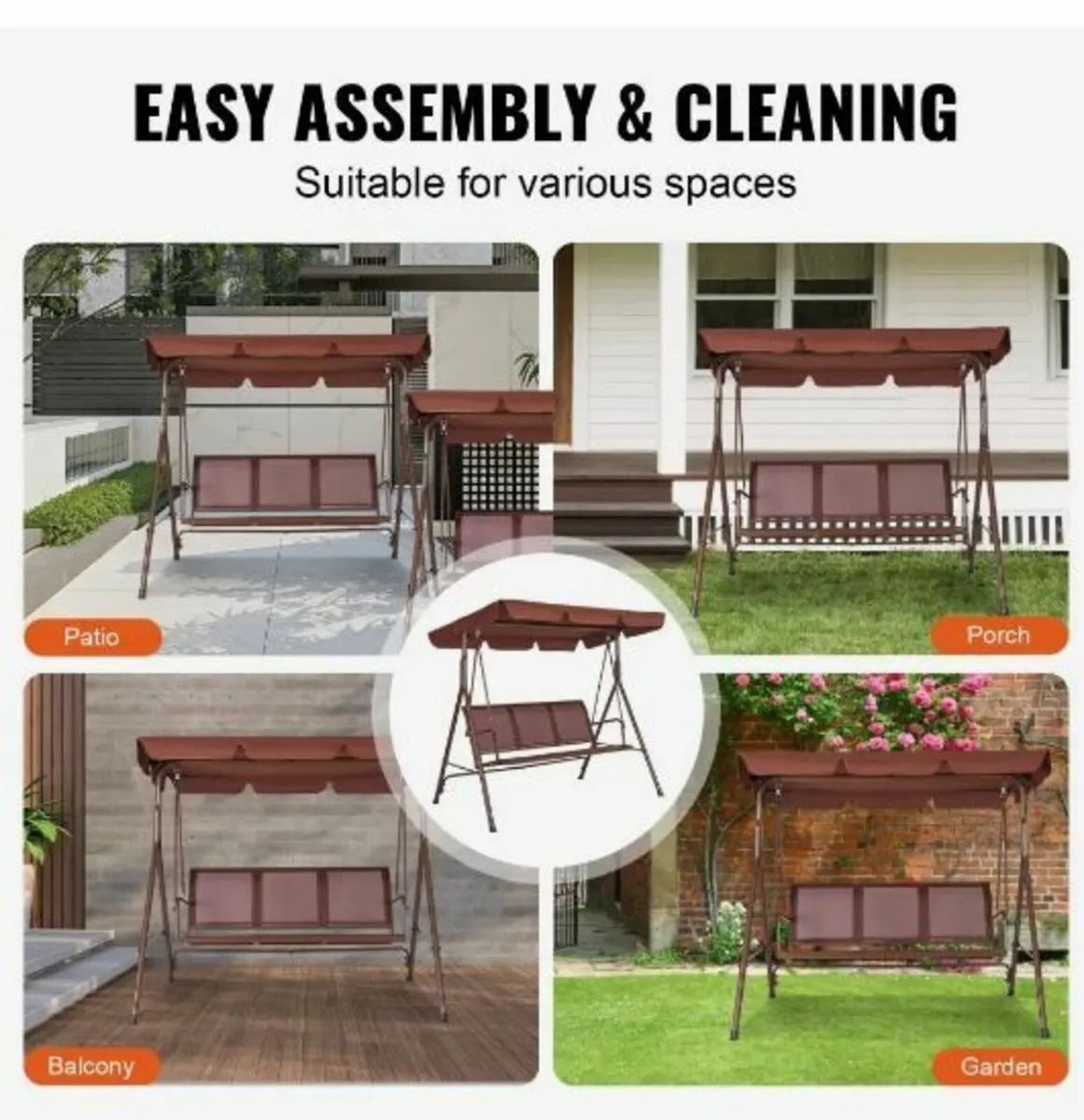 3-Seat Patio Swing Chair - Image 4