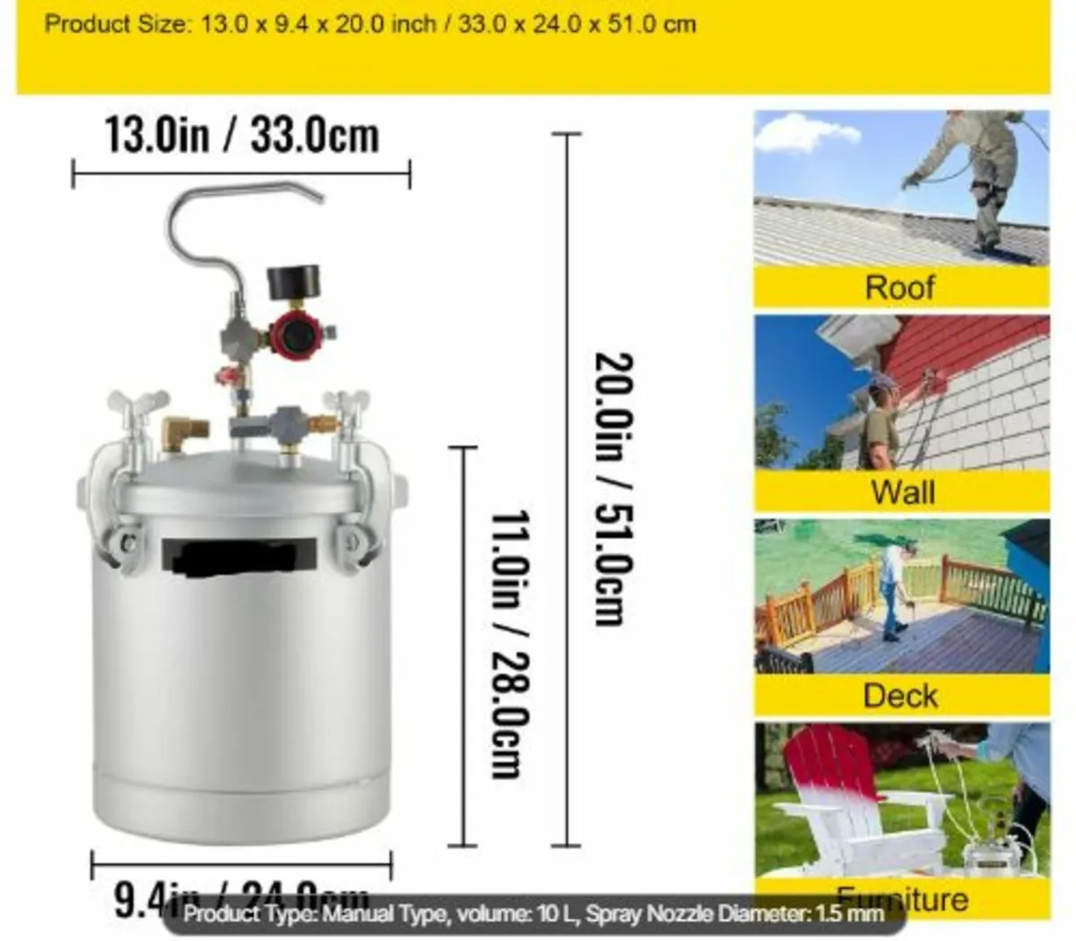 Commercial Paint Pressure Tank 2.5Gallons Pressure - Image 4