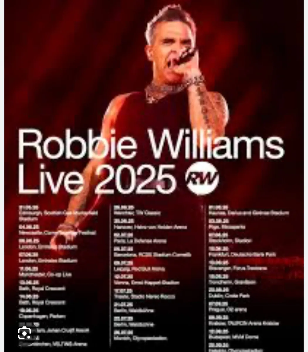 3 Robbie Williams tickets sat 23rd