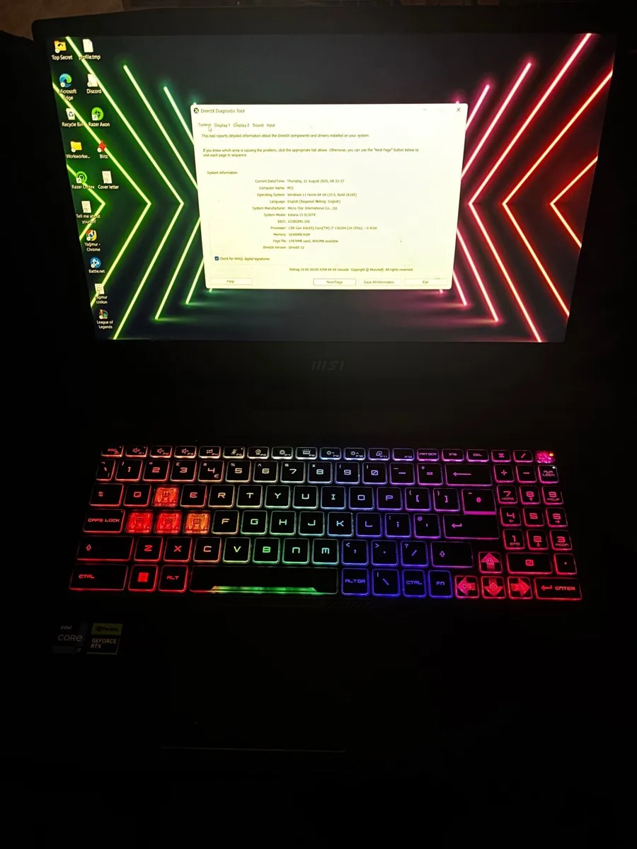 Msi katana 15 gaming laptop in excellent condition - Image 1