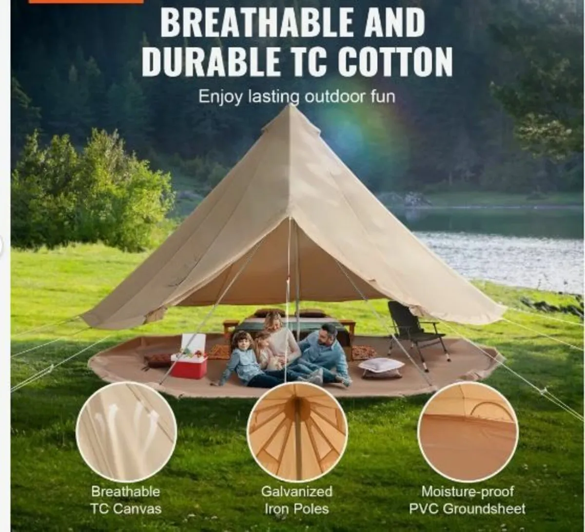 Canvas Bell Tent, 4 Seasons 6 m/19.68 ft - Image 2