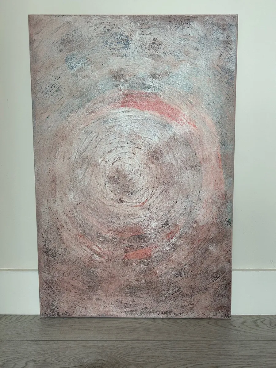 Pink and grey abstract painting - Image 2