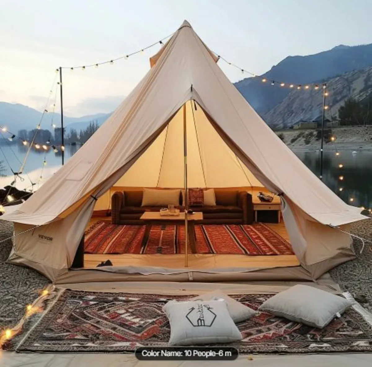 Canvas Bell Tent, 4 Seasons 6 m/19.68ft Yurt Tent - Image 1