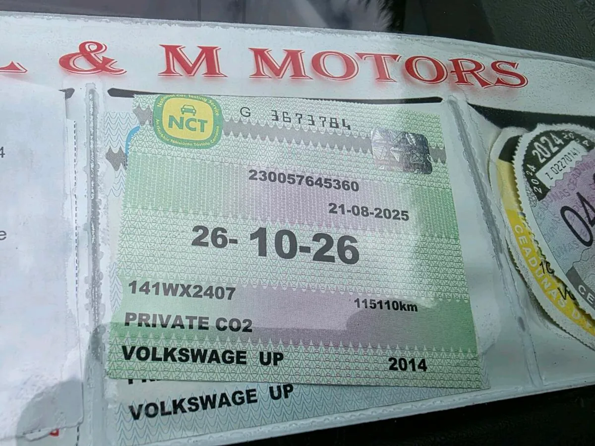 2014 Vw Up 1.0 Nct 10/26 115,000km - Image 4