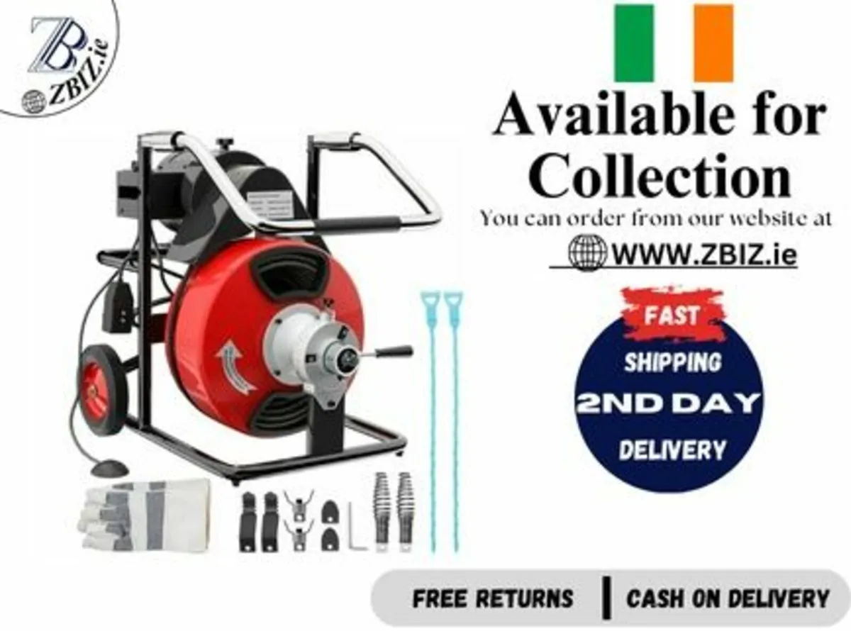 50FT X 1/2 Inch 250W Drain Pipe Cleaning Machine - Image 1