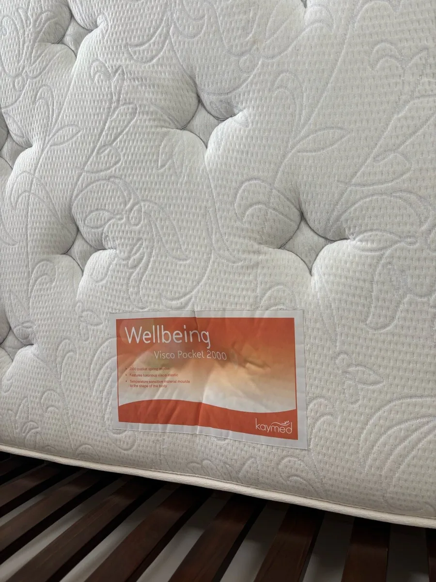 Walnut wood king bed & mattress - Image 3