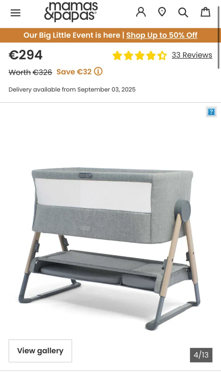 Mamas and Papas Luna Crib and baby born carrier - Image 1