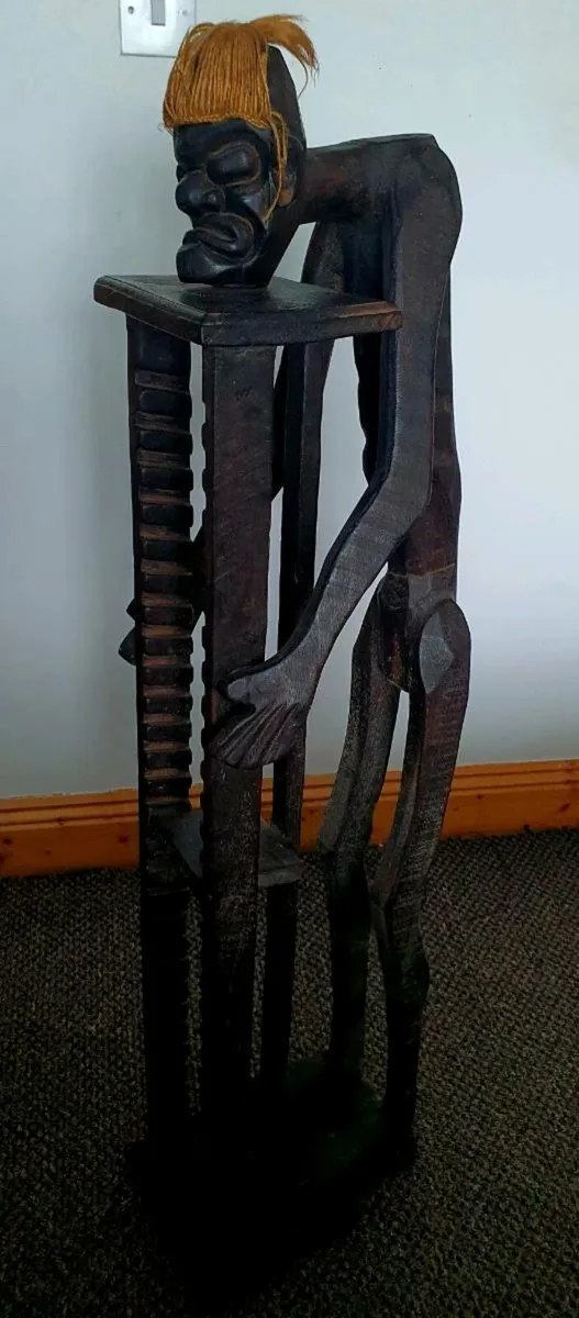 Tiki statue hand carver wooden figure. - Image 2