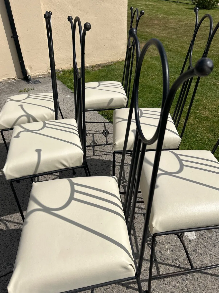 6 hand made iron seats.leather seating - Image 2