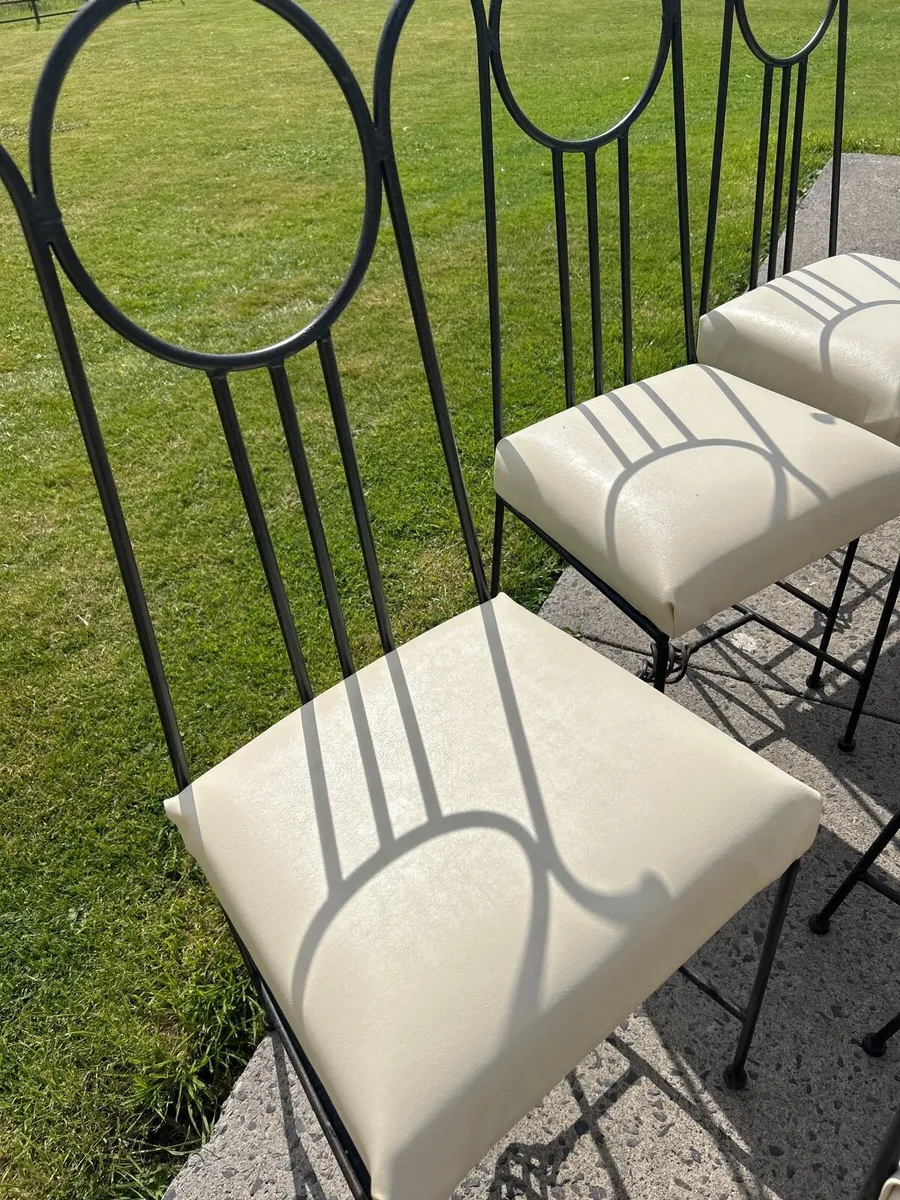6 hand made iron seats.leather seating - Image 4