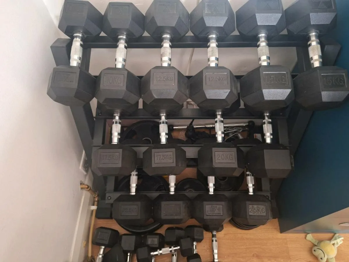 Hex Dumbbells and Rack