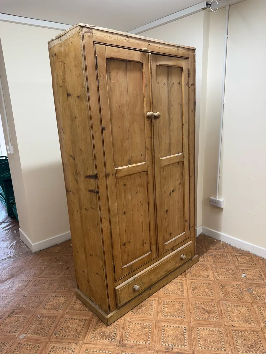 Solid Pine Antique Wardrobe - Image 1