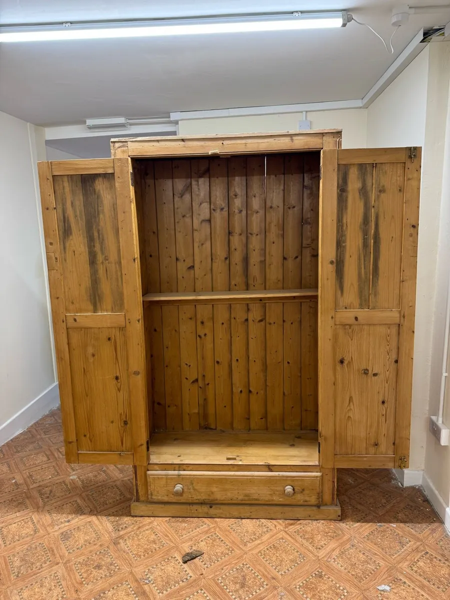 Solid Pine Antique Wardrobe - Image 2