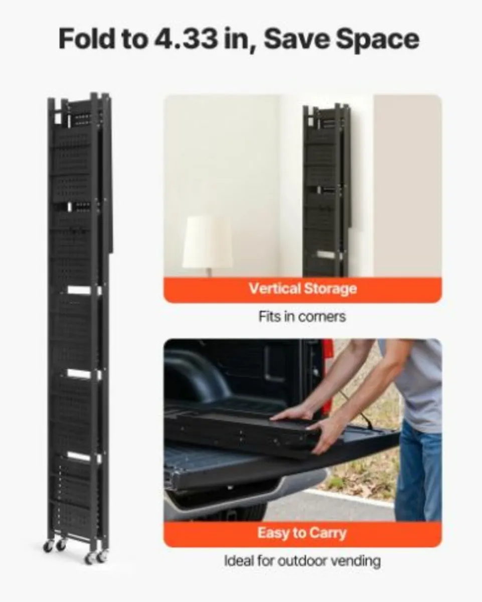 6-Tier Foldable Storage Shelf with Wheels - Image 3