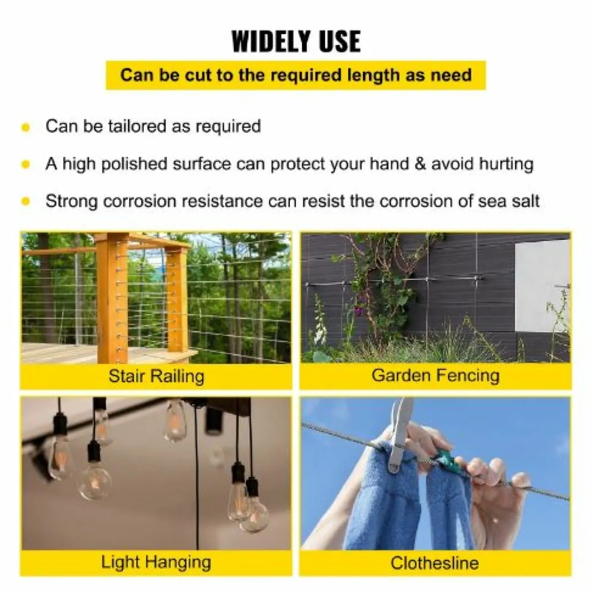 1/4" 304 Stainless Steel Wire Rope Cable - Image 4