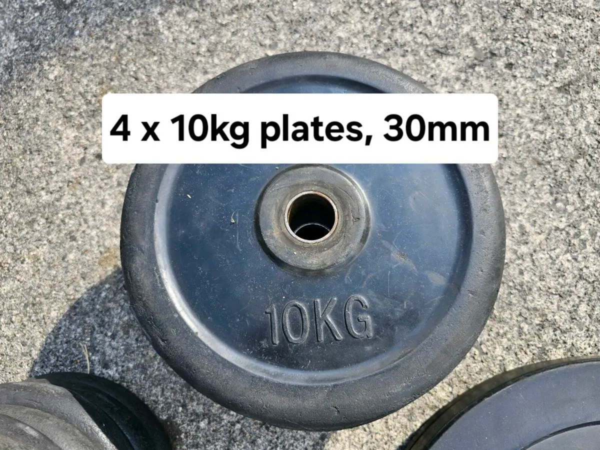 Strength training bar and plates - Image 2