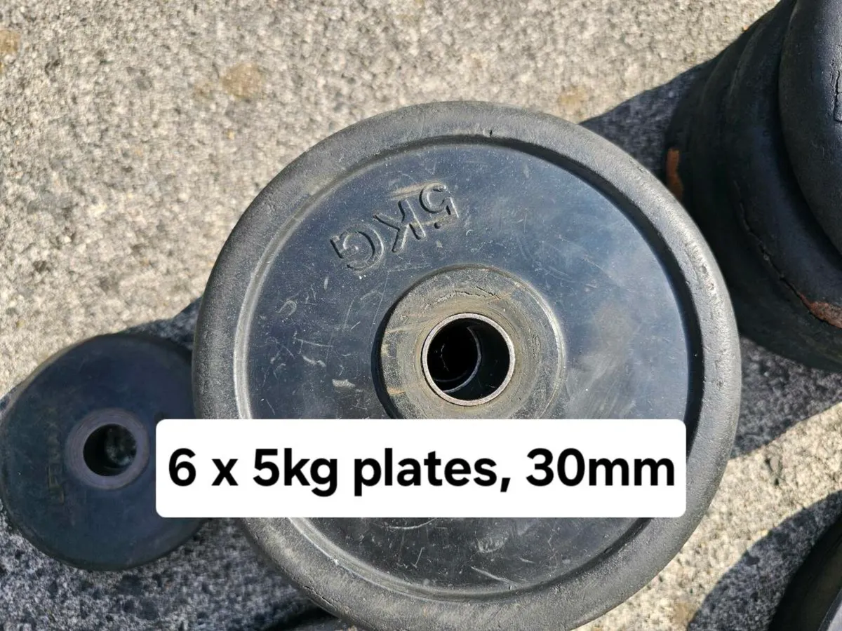 Strength training bar and plates - Image 3