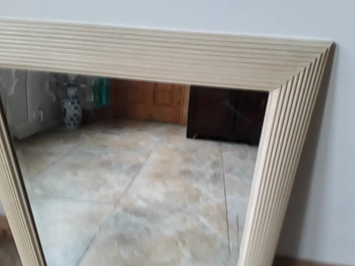 Large mirror cream coloured rivet frame - Image 3