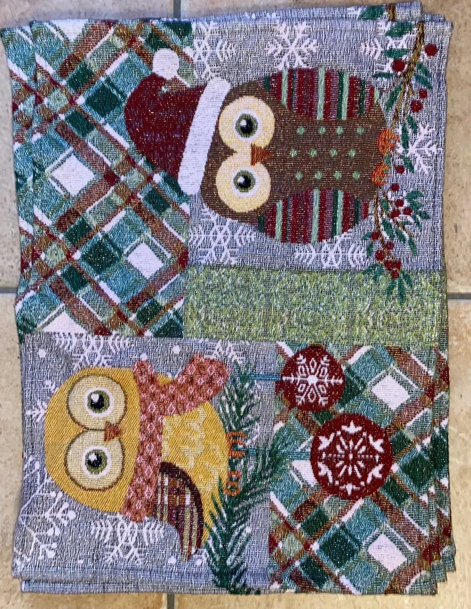 6 fabric Christmas owl  placemats