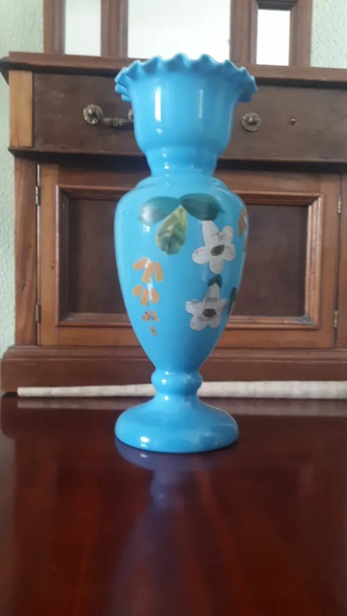 Blue milk glass vase - Image 1