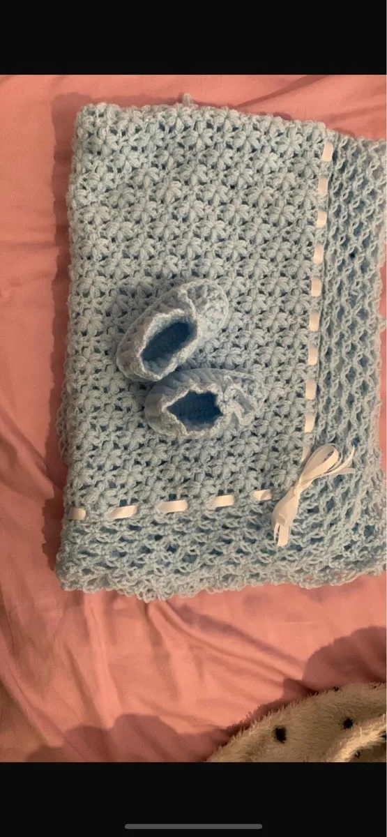 Hand made baby blanket and shoes
