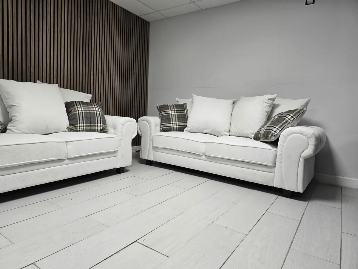 Verona 3+2 Light Cream Fabric Sofa Set - Image 2