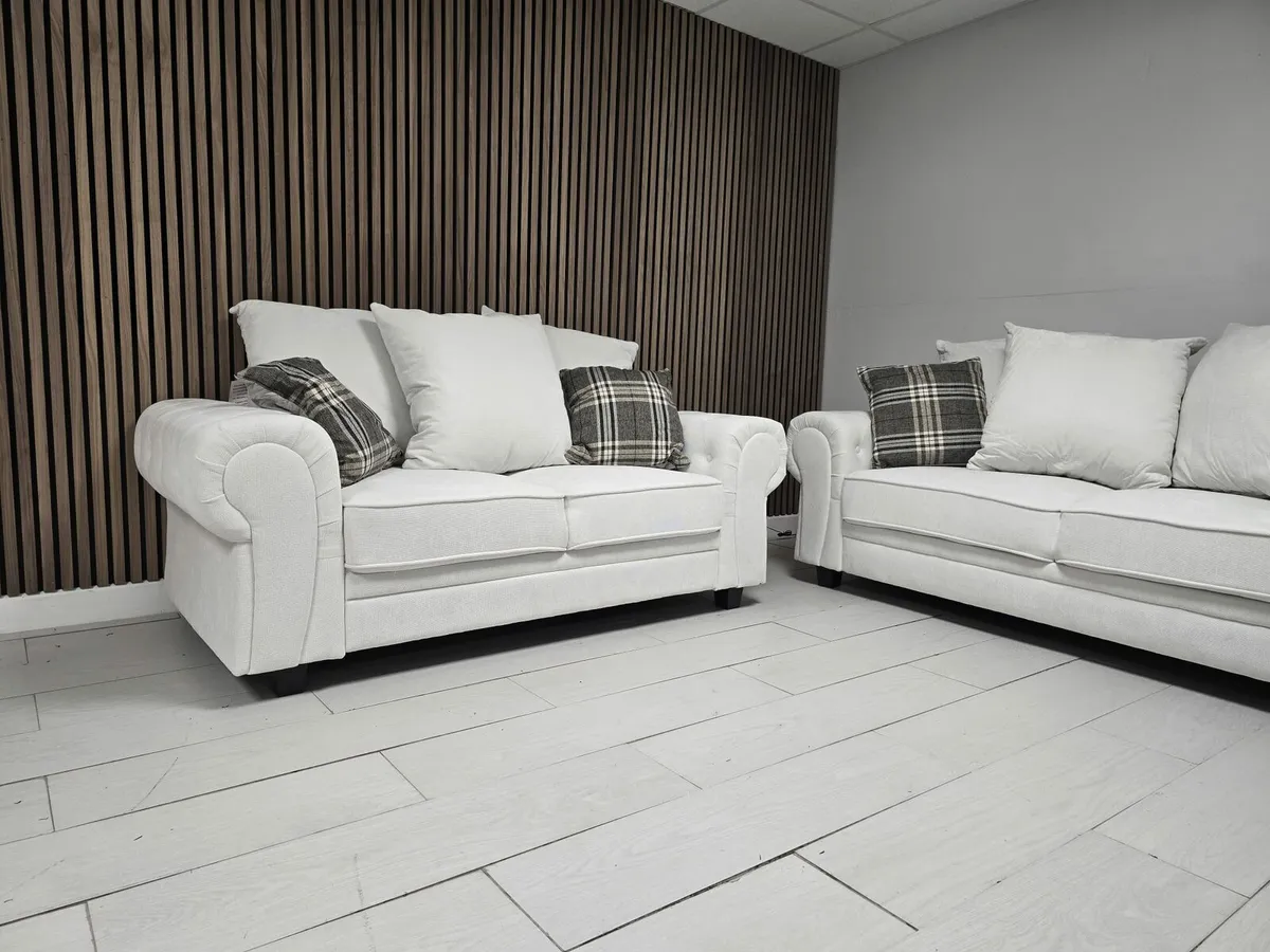 Verona 3+2 Light Cream Fabric Sofa Set - Image 3