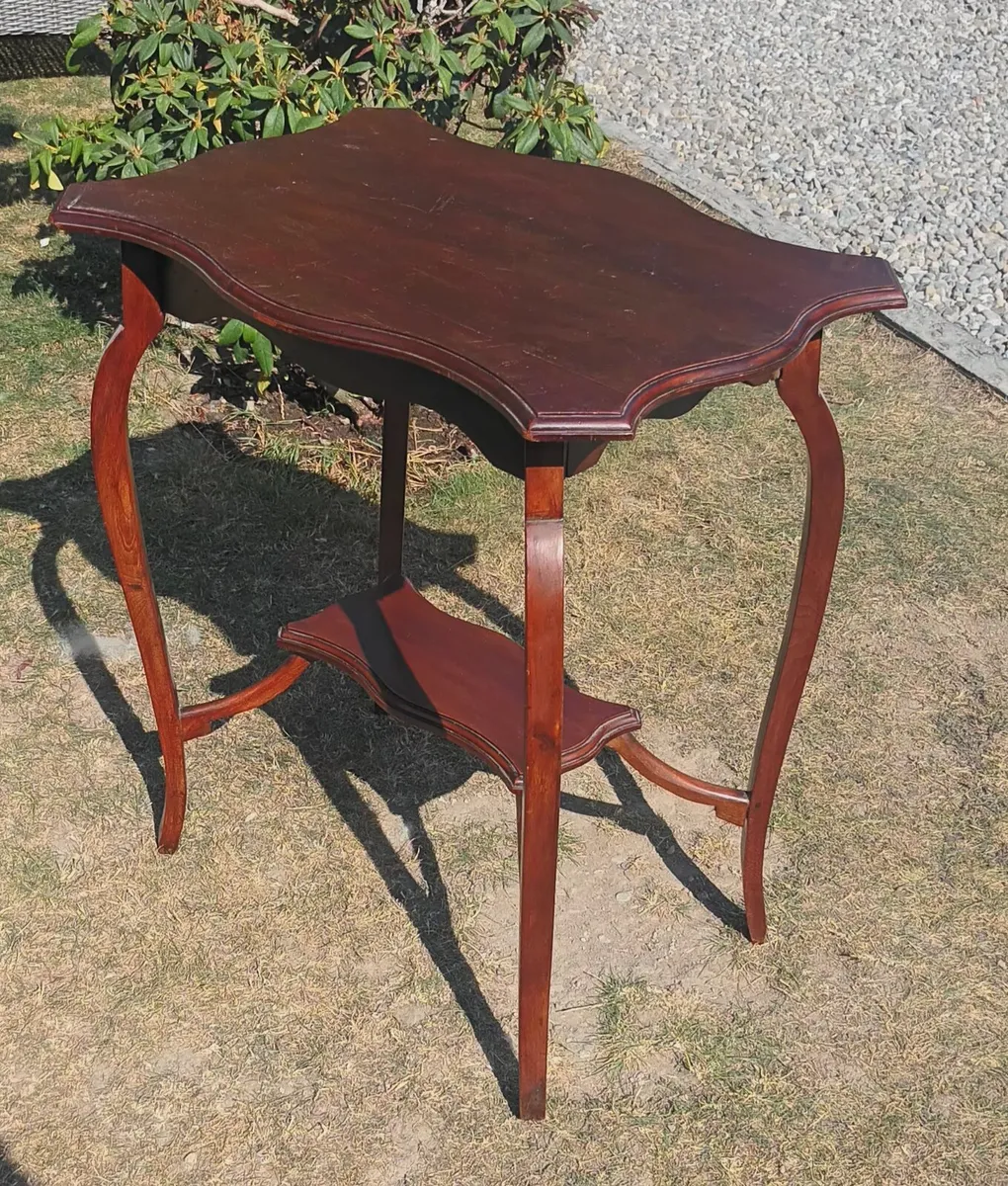 Antique Edwardian 2 tier occasional table, D18 - Image 2